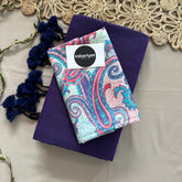 Purple Handloom Khadi Cotton Saree With Mango Print Blouse